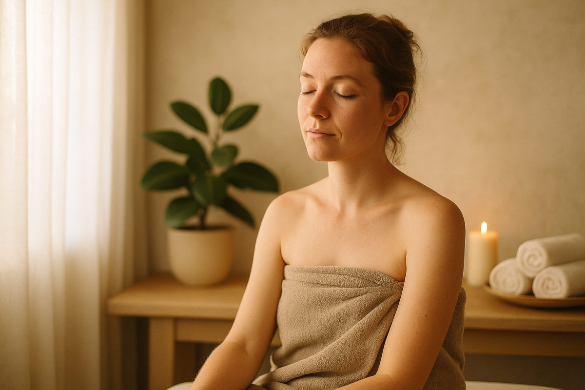 Entspannende Wellness-Massage der Schultern in einem ruhigen Spa-Raum