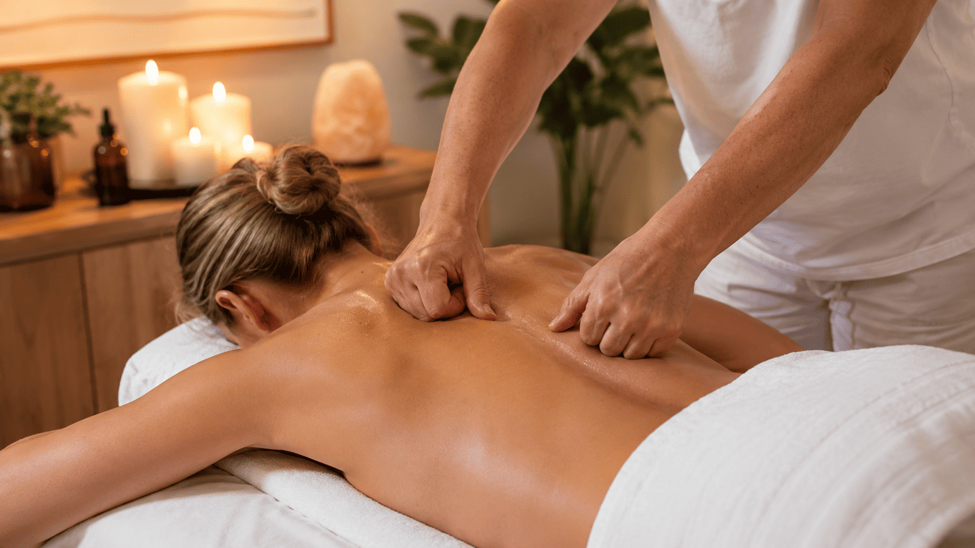 Therapeut führt sanfte Breuss-Wirbelsäulenmassage am Klienten durch