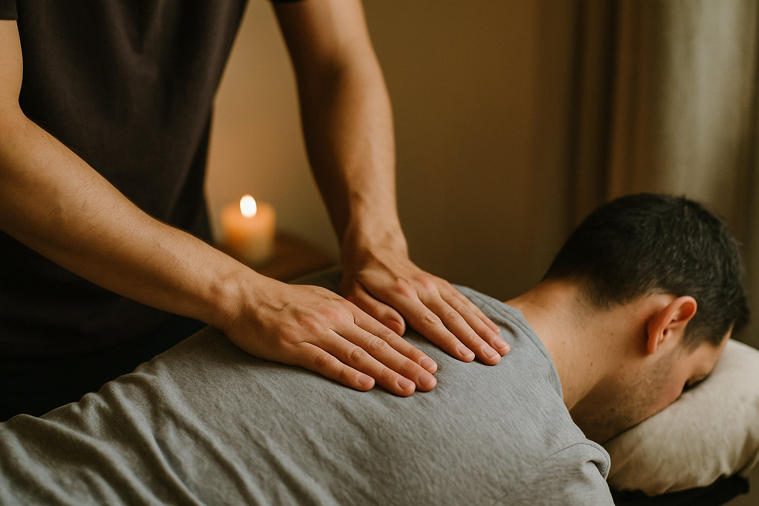 Californische Massage: lange fließende Streichung am Rücken