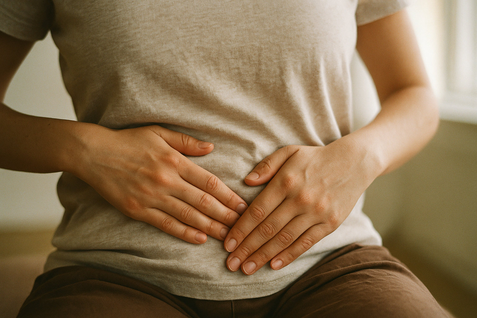 Colonmassage: sanfte kreisende Massage der Bauchdecke