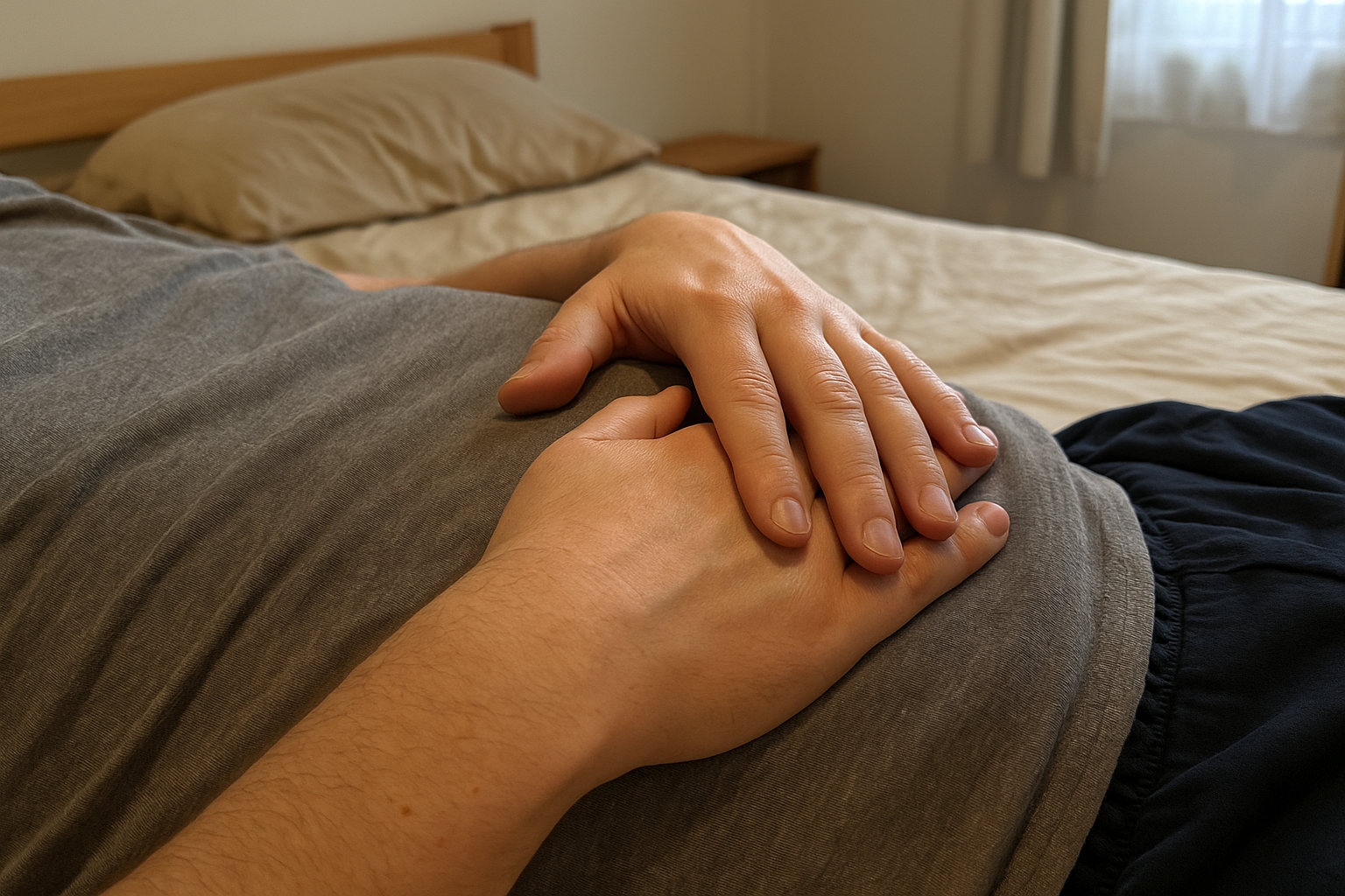 Hara-Massage: sanfte kreisende Bauchmassage in ruhiger japanischer Atmosphäre