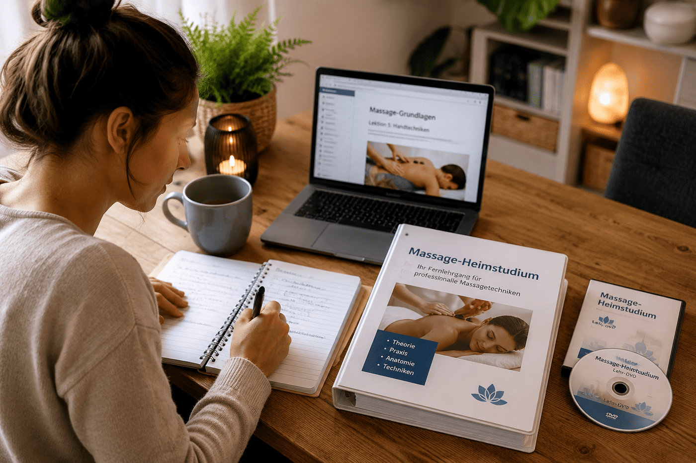 Massieren lernen zu Hause im Heimstudium — mit DVD, Skript und Tablet