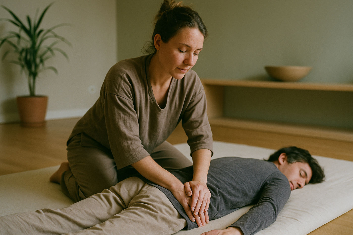 Shiatsu Massage am Rücken
