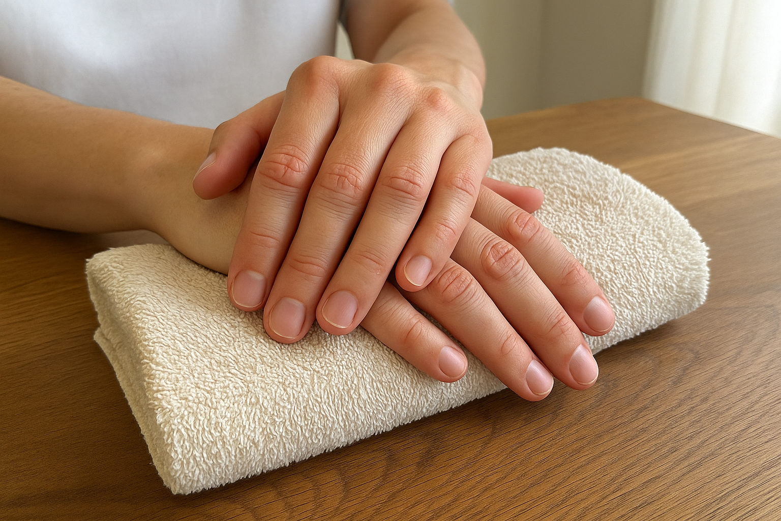 Gepflegte, saubere Hände einer Wellness-Fachkraft